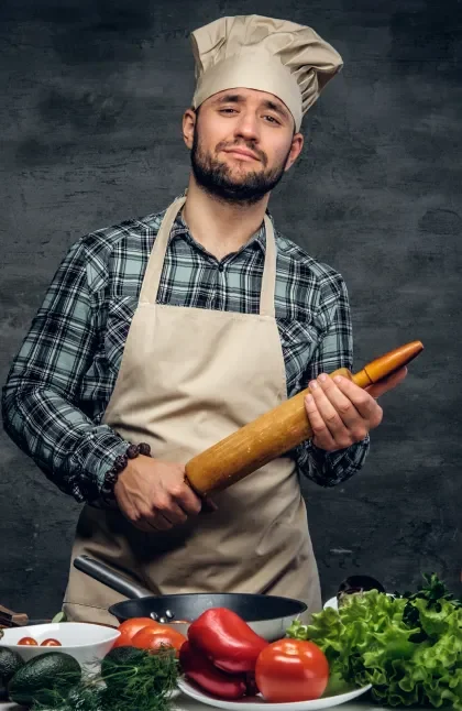a chef in the kitchen