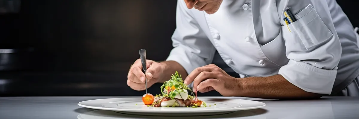 A chef is cooking in the kitchen